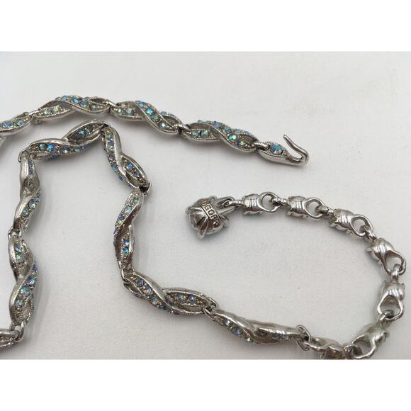 Vintage BOGOFF Silver Tone Crystal Necklace Bracelet Earring Set in Original Box - Picture 3 of 10